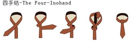 领带四手结打法图解:The four-in-hand Knot 四手结