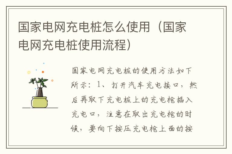 国家电网充电桩怎么使用(国家电网充电桩使用流程)