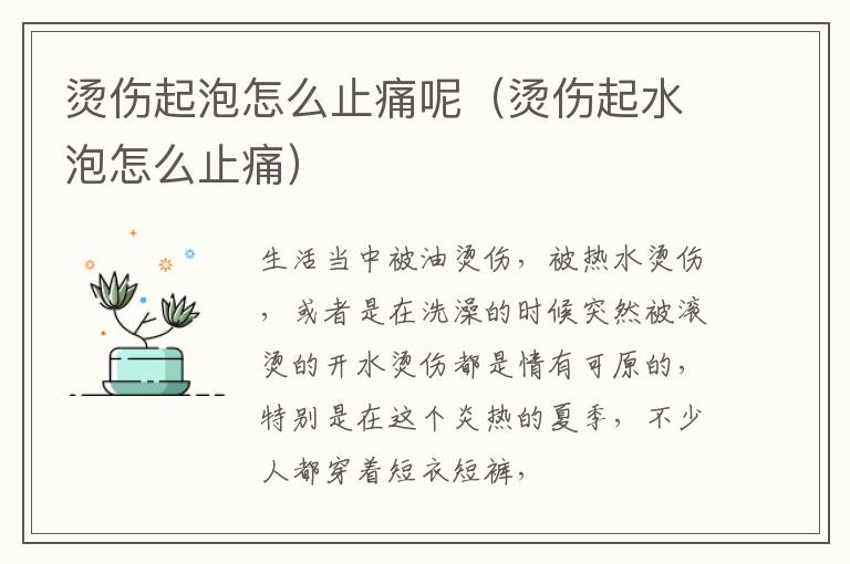 烫伤起泡怎么止痛呢(烫伤起水泡怎么止痛)