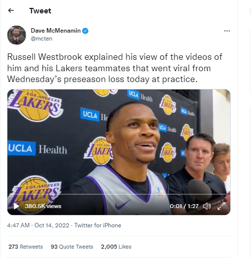 威少赛后采访 威少赛前动作