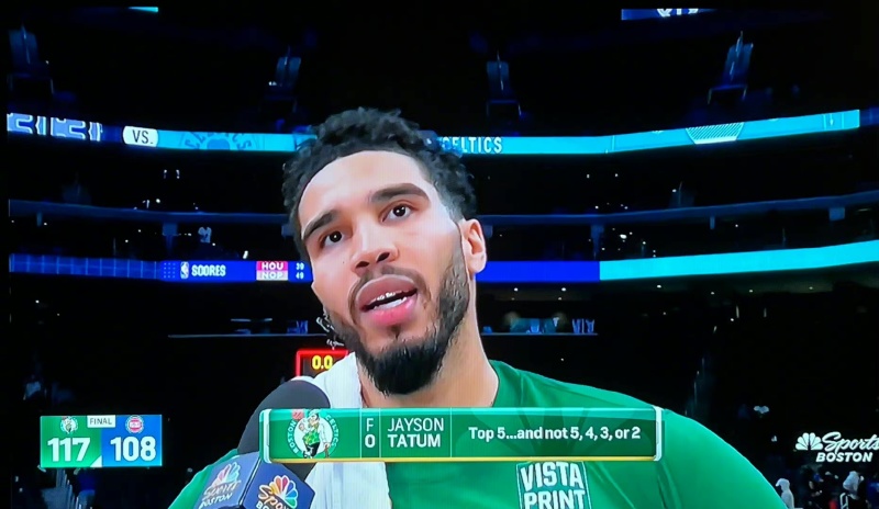 赛后转播方给出字幕:塔特姆是联盟top5,但非5,4,3或2名