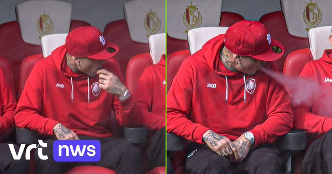 在替补席抽电子烟,纳英戈兰被安特卫普无限期从一线队开除